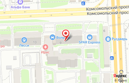 Продуктовый магазин Удачный на Комсомольском проспекте на карте