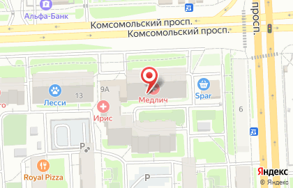 Сеть магазинов мясных полуфабрикатов Ариант на Комсомольском проспекте, 9 на карте