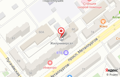 Агентство недвижимости Русь на проспекте Металлургов на карте