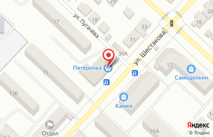 Супермаркет Пятёрочка на улице Шестакова на карте