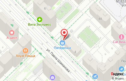 Супермаркет Пятёрочка на улице Павла Шаманова на карте