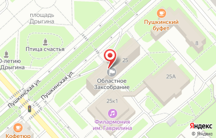 Областной совет ветеранов войны, труда, Вооруженных Сил и правоохранительных органов на Пушкинской улице на карте