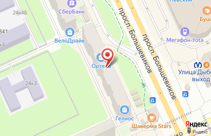 Терминал МТС банк на проспекте Большевиков на карте