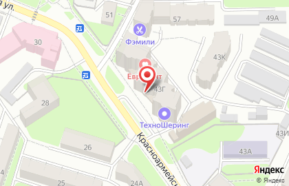 Карандаш на Красноармейской улице на карте