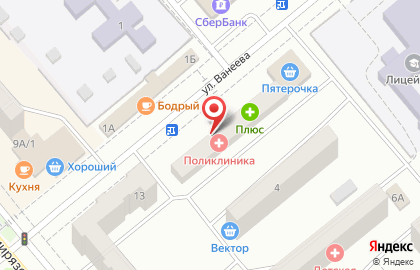 Минусинская городская поликлиника на улице Ванеева на карте