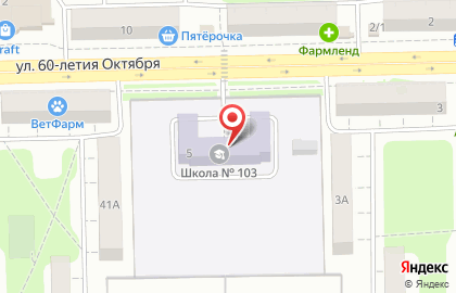 Средняя общеобразовательная школа №103 г.Челябинска в Металлургическом районе на карте