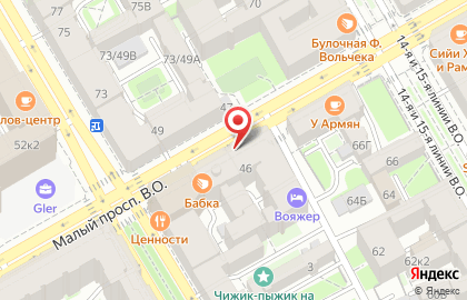 Продовольственный магазин Контакт в Василеостровском районе на карте