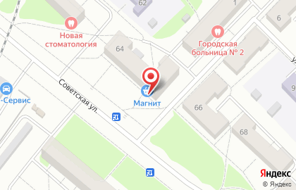 Супермаркет Магнит на Советской улице, 64 на карте
