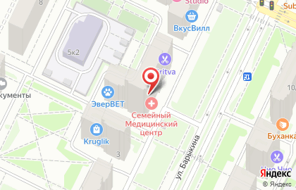 Барбершоп BRITVA на улице Барыкина, 5к1 в Люберцах на карте