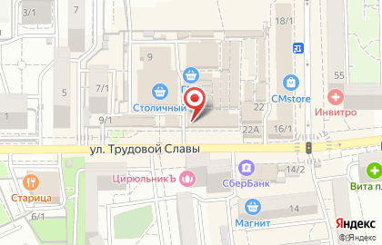 Зоомагазин Марсик на улице ​Трудовой Славы на карте