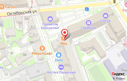 Кафе-кальянная МёД в Нижегородском районе на карте