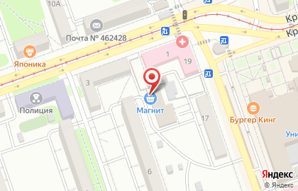 Гипермаркет Магнит в Оренбурге на карте