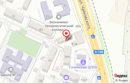 Сочинский государственный университет на улице Чайковского на карте