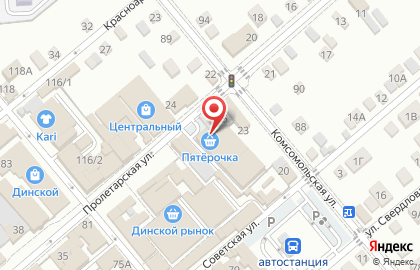 Супермаркет Пятерочка на Пролетарской улице на карте