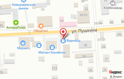 Магазин разливного пива Варница на улице Пушкина на карте