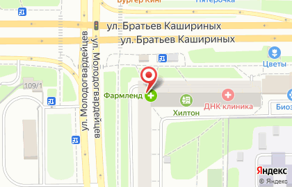 Аптека Фармленд на улице Братьев Кашириных, 107 на карте