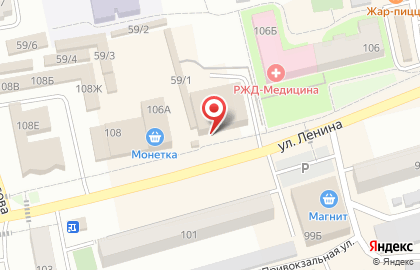 Супермаркет Пятёрочка на улице Ленина на карте
