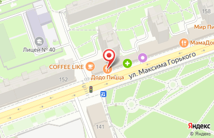 Пиццерия Додо Пицца на улице Максима Горького на карте