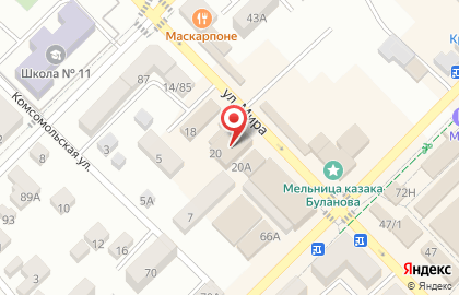 Супермаркет Пятерочка на улице Мира, 20 в Азове на карте