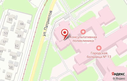 Городская клиническая больница №13 на улице Патриотов на карте