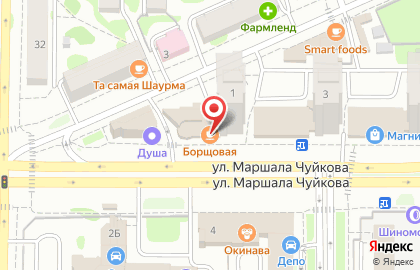 Столовая Борщовая в Ново-Савиновском районе на карте