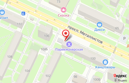 Магазин зоотоваров на проспекте Металлистов на карте