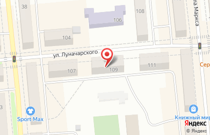 Кафе Эврика на улице Луначарского на карте