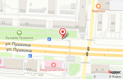 Киоск по продаже печатной продукции на улице Пушкина на карте