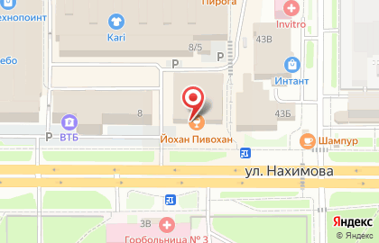 Ресторан-пивоварня Йохан Пивохан на улице Нахимова на карте