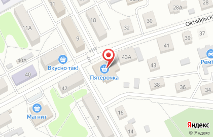Супермаркет Пятёрочка, сеть супермаркетов на Октябрьской улице на карте