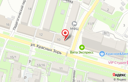 Банкомат на улице Красных Зорь на карте