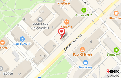 Магазин кондитерских и хлебобулочных изделий на Советской улице на карте