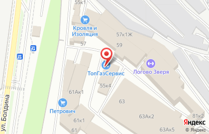 Автосервис TopGasService на улице Болдина на карте