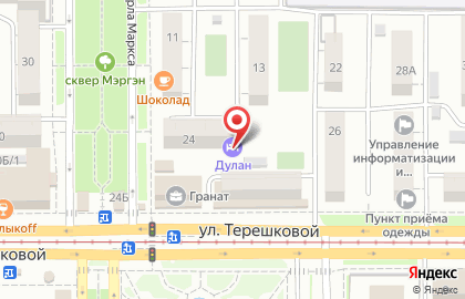 Гостиница Дулан на улице Терешковой на карте