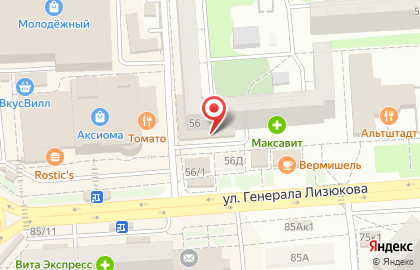 Магазин канцелярских товаров и товаров для праздника канцелярских и праздничных товаров на улице Генерала Лизюкова на карте