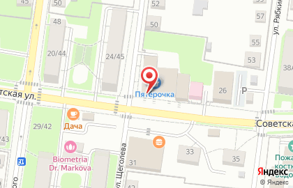Супермаркет Пятёрочка на Советской улице, 22 в Истре на карте