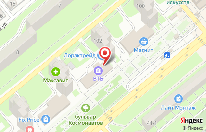 Банк ВТБ на улице Космонавтов на карте