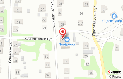 Супермаркет Пятёрочка на улице Достоевского на карте