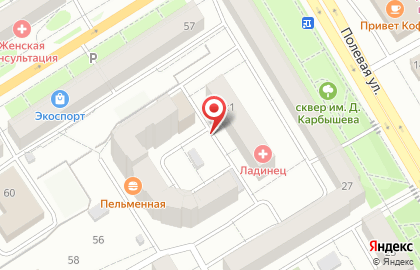 Продовольственный магазин Орбита на Полевой улице на карте