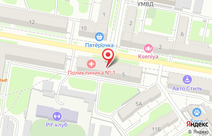 Городская поликлиника №1 на улице Маяковского на карте