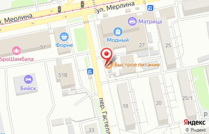 Киоск фастфудной продукции на улице Петра Мерлина на карте