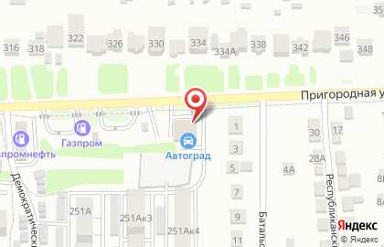 Шиномонтажная мастерская на Пригородной улице на карте