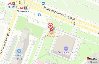 Магазин фастфудной продукции на Новоясеневском проспекте на карте
