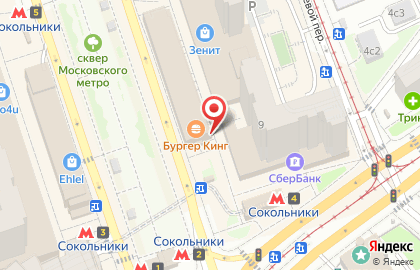Киоск фастфудной продукции на Сокольнической площади на карте