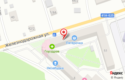 Супермаркет Пятёрочка на Железнодорожной улице, 49 на карте