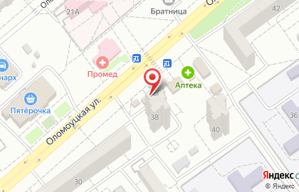 Магазин фирменной торговли Волжский Мясокомбинат на Оломоуцкой улице на карте