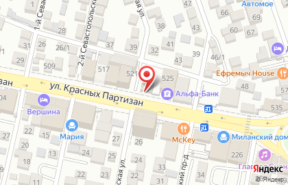 Продовольственный магазин Корвет на улице Красных Партизан на карте