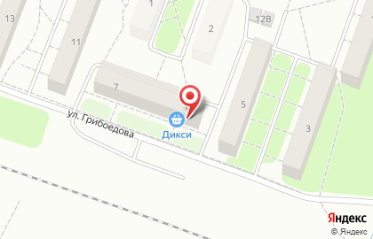 Супермаркет ДИКСИ на улице Грибоедова на карте