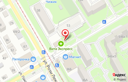 Киоск по продаже фруктов и овощей на улице Розы Люксембург на карте