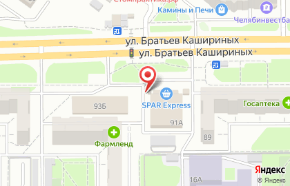 Шиномонтажная мастерская remdisk74.ru на улице Братьев Кашириных на карте